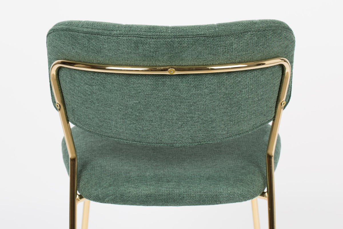 Stuhl Jolien gepolstert V1 in Gold/Dunkelgrün präsentiert im Onlineshop von KAQTU Design AG. Stuhl ist von White Label Living