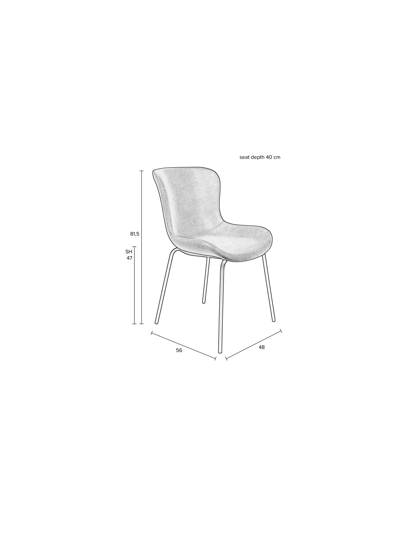 Stuhl Junzo Rib in Grau präsentiert im Onlineshop von KAQTU Design AG. Stuhl ist von White Label Living