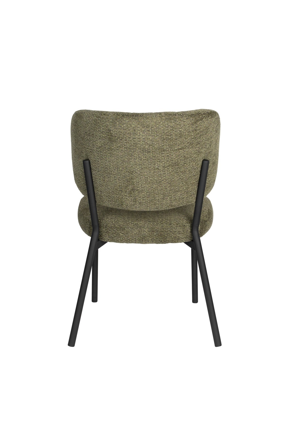 Stuhl Sanne mit gepolstertem Sitz aus Polyester-Gewebe, Schale aus Birkensperrholz und schwarzem Stahlrahmen, Rückenlehne mit Ziersteppmuster.