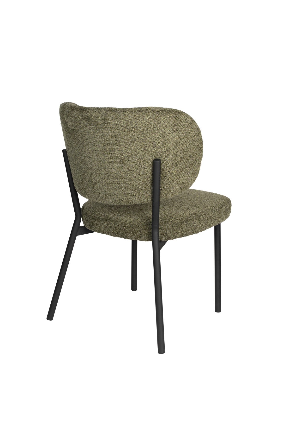 Stuhl Sanne mit gepolstertem Sitz aus Polyester-Gewebe, Schale aus Birkensperrholz und schwarzem Stahlrahmen, Rückenlehne mit Ziersteppmuster.