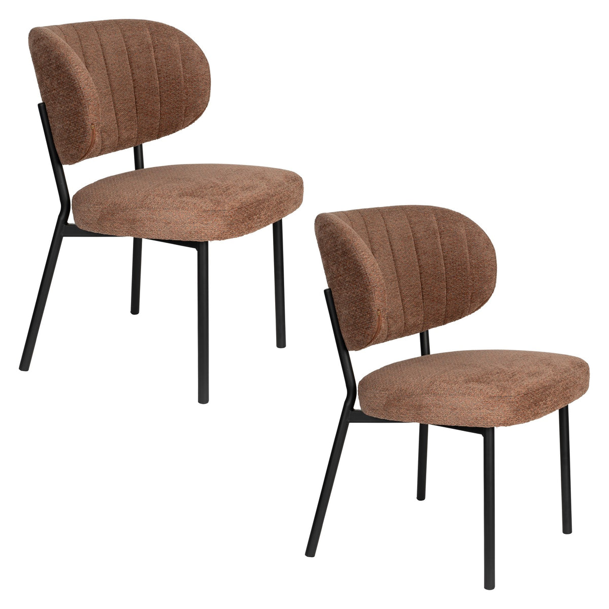 Stuhl Sanne mit gepolstertem Sitz aus Polyester-Gewebe, Schale aus Birkensperrholz und schwarzem Stahlrahmen, Rückenlehne mit Ziersteppmuster.