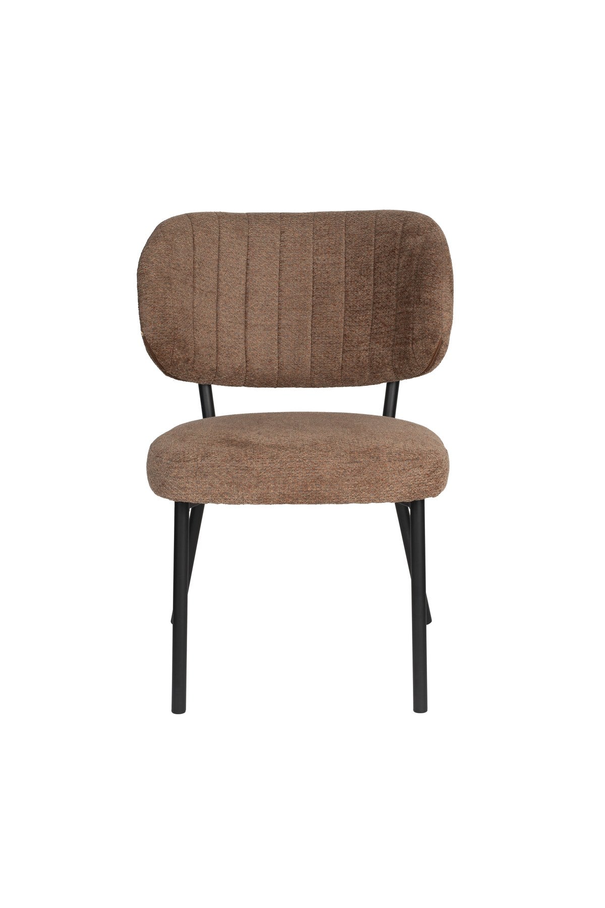 Stuhl Sanne mit gepolstertem Sitz aus Polyester-Gewebe, Schale aus Birkensperrholz und schwarzem Stahlrahmen, Rückenlehne mit Ziersteppmuster.