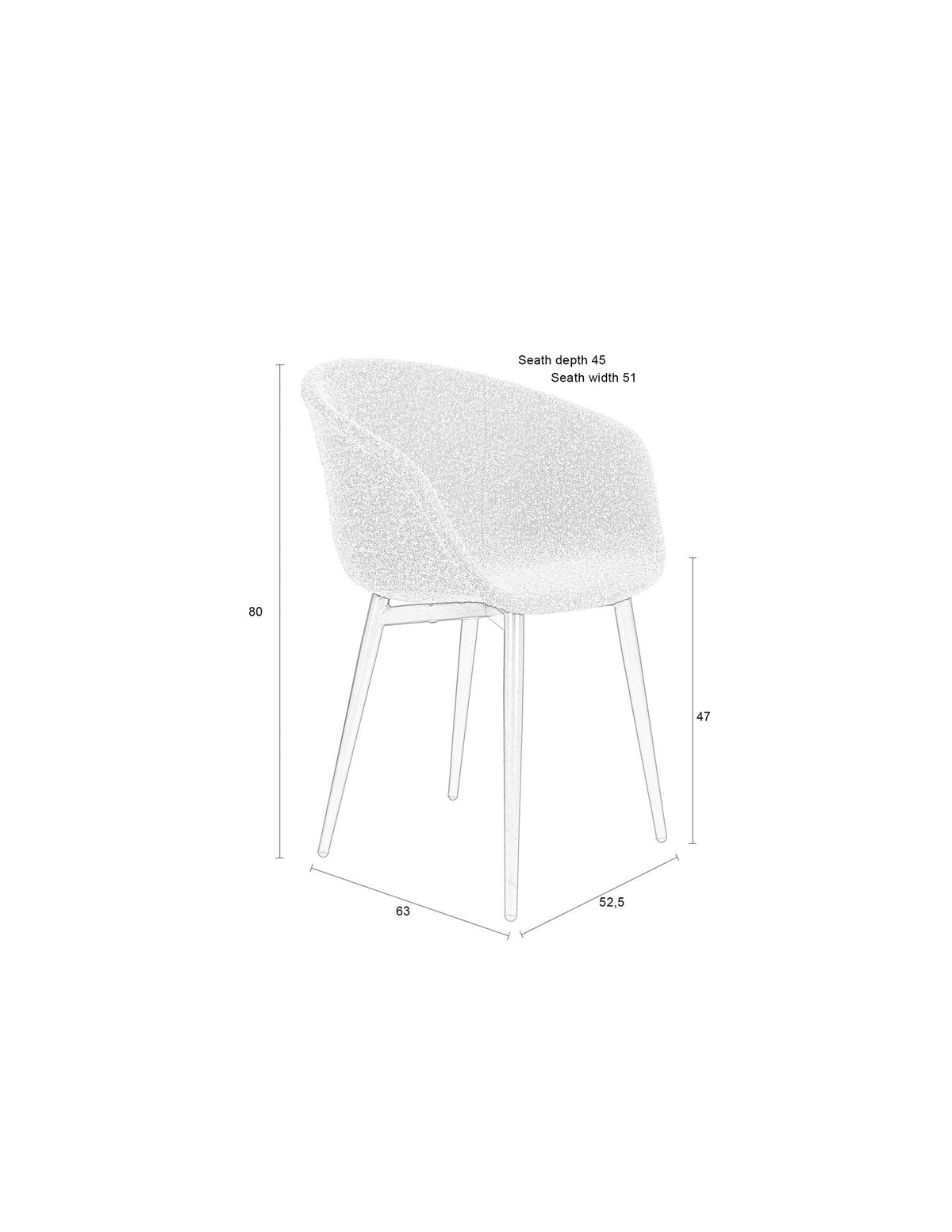 Stuhl Charly in Grau präsentiert im Onlineshop von KAQTU Design AG. Stuhl ist von White Label Living