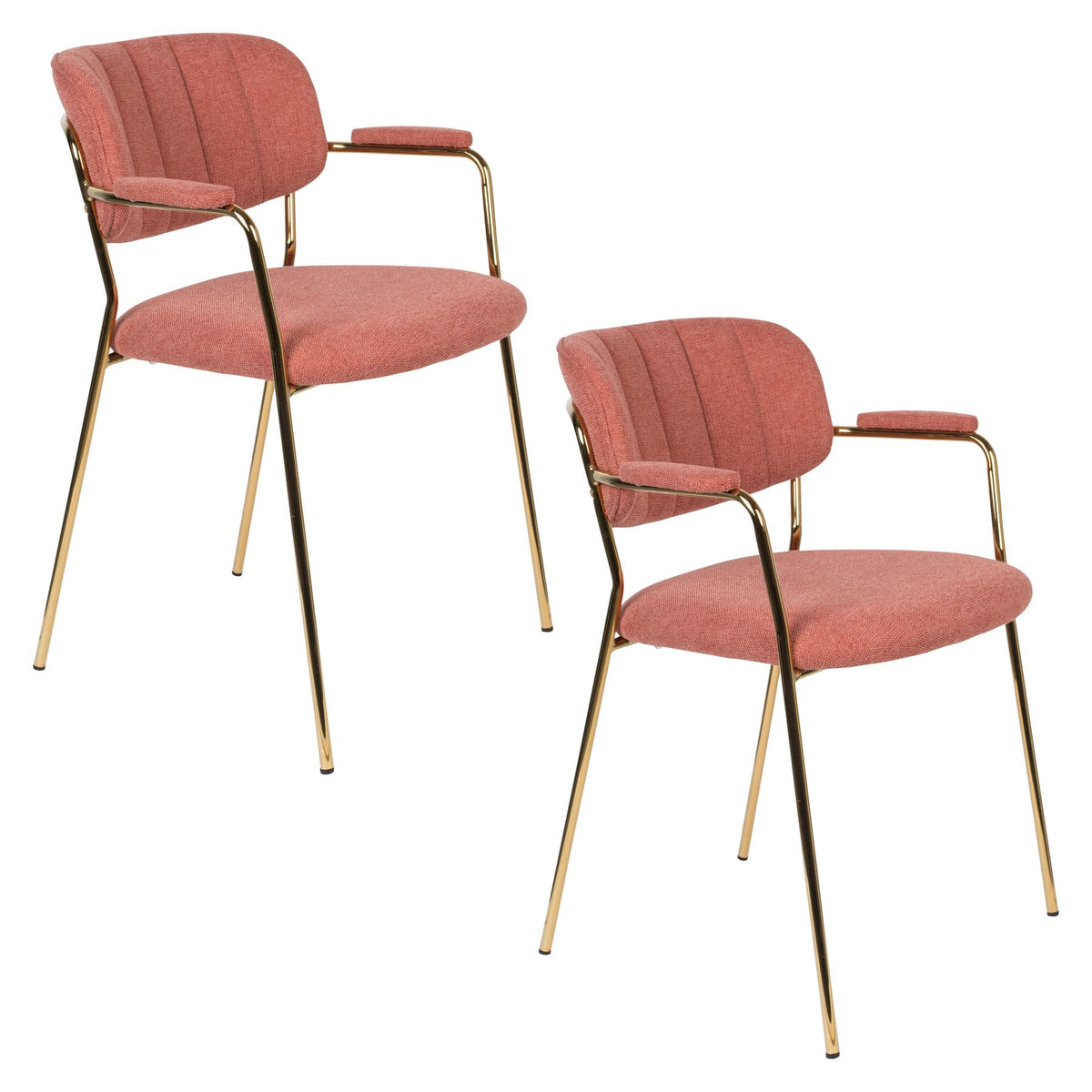 Armlehnstuhl Jolien gepolstert in Rosa präsentiert im Onlineshop von KAQTU Design AG. Stuhl mit Armlehne ist von White Label Living