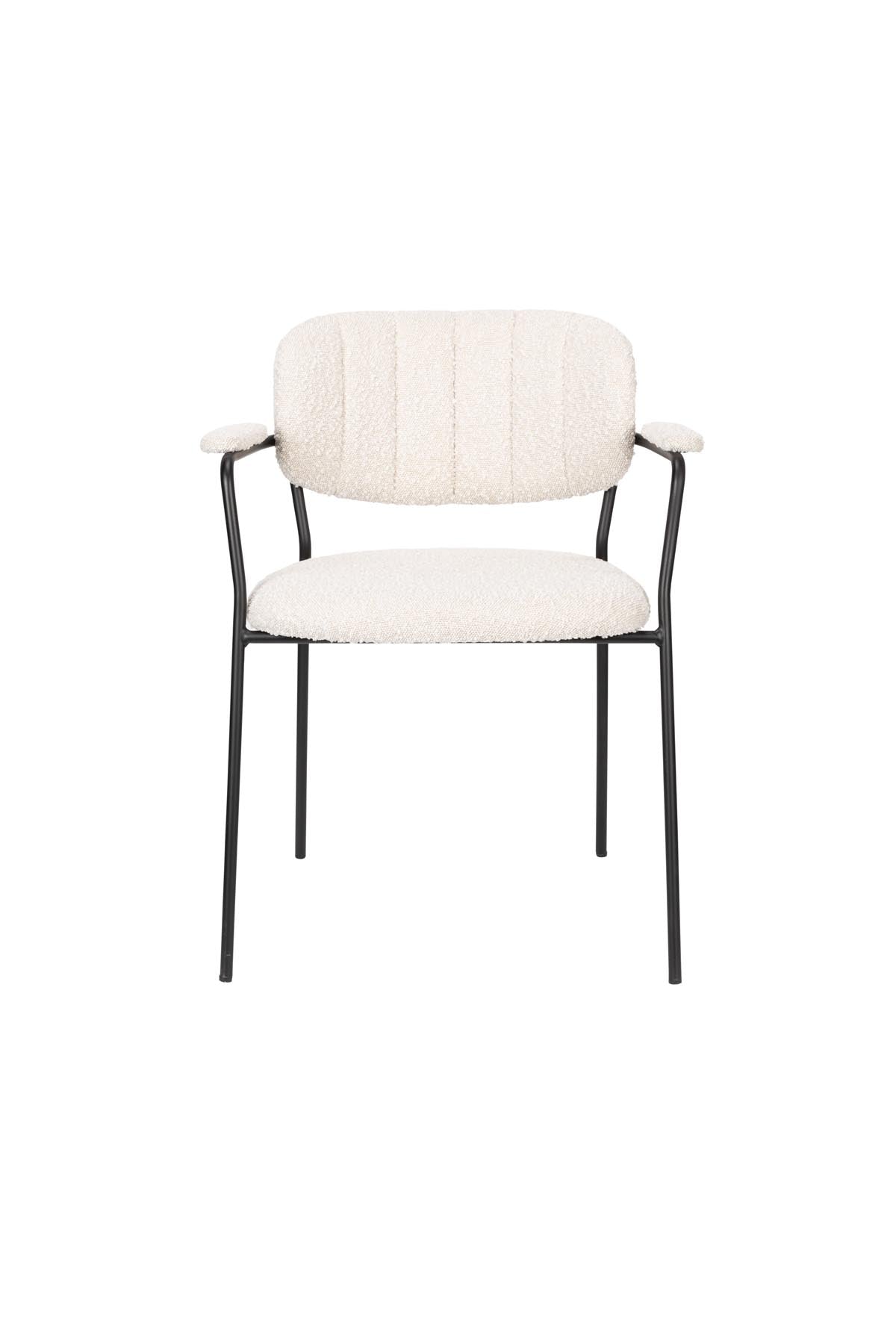 Armlehnstuhl Jolien gepolstert in Weiss präsentiert im Onlineshop von KAQTU Design AG. Stuhl mit Armlehne ist von White Label Living