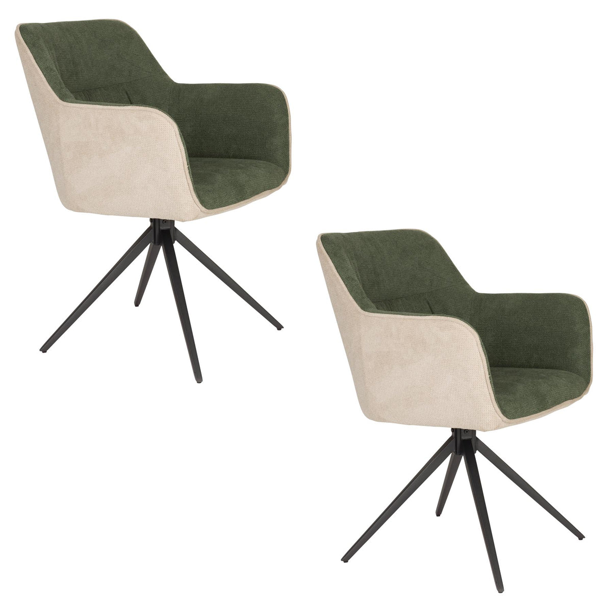 Sessel Daley Beige/Grün in Braun präsentiert im Onlineshop von KAQTU Design AG. Schalenstuhl mit Armlehne ist von White Label Living