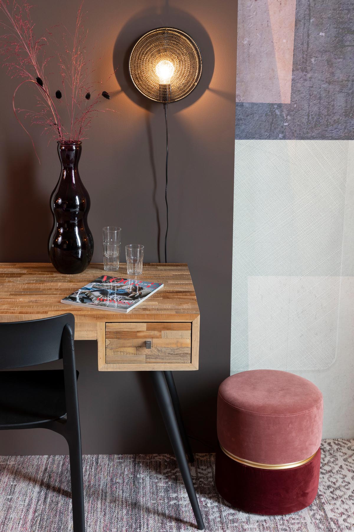 Hocker BUBBLY in Rosa/Bordeaux präsentiert im Onlineshop von KAQTU Design AG. Pouf ist von White Label Living