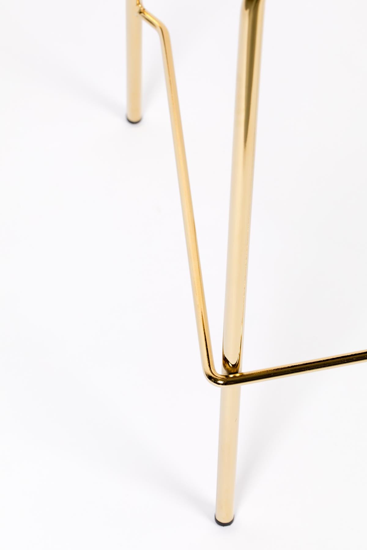 Barstuhl Jolien gepolstert in Gold/Dunkelgrün präsentiert im Onlineshop von KAQTU Design AG. Barstuhl ist von White Label Living