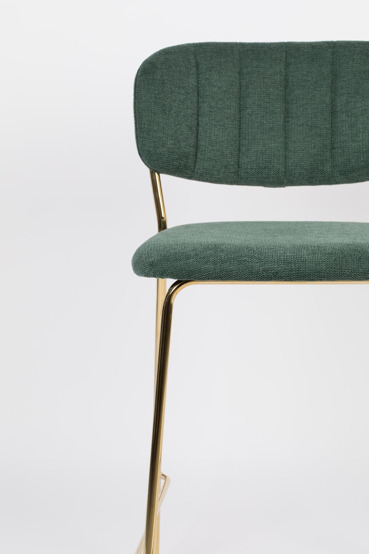 Barstuhl Jolien gepolstert in Gold/Dunkelgrün präsentiert im Onlineshop von KAQTU Design AG. Barstuhl ist von White Label Living