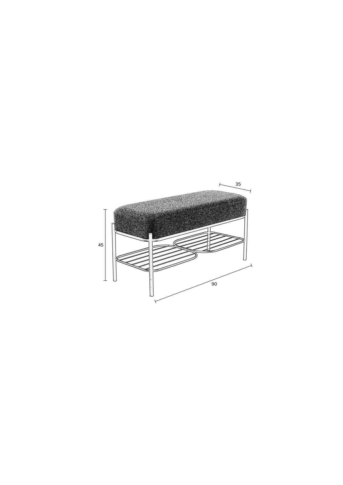 Bank MILOU in Grau präsentiert im Onlineshop von KAQTU Design AG. Sitzbank ist von White Label Living