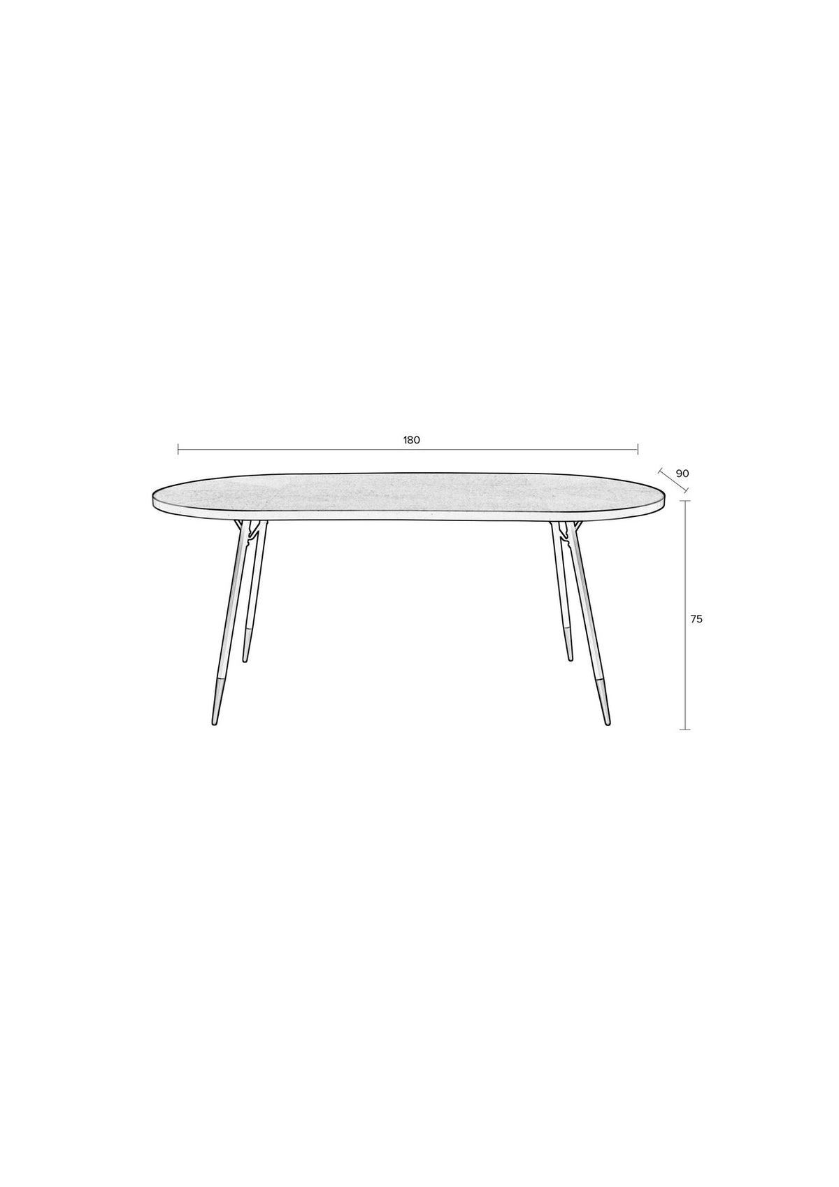 Tisch DENISE OVAL in Mehrfarbig präsentiert im Onlineshop von KAQTU Design AG. Esstisch ist von White Label Living