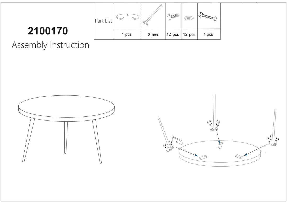 Webster Esstisch rund in Braun präsentiert im Onlineshop von KAQTU Design AG. Couchtisch ist von White Label Living