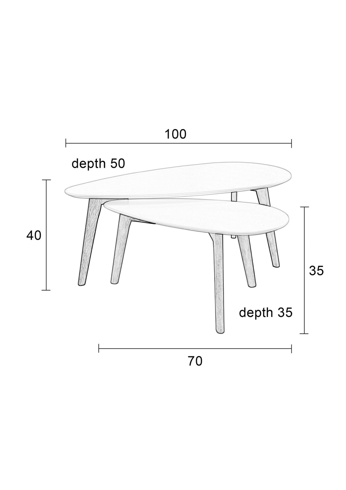Beistelltisch Drop 2er Set in Weiss präsentiert im Onlineshop von KAQTU Design AG. Couchtisch ist von White Label Living