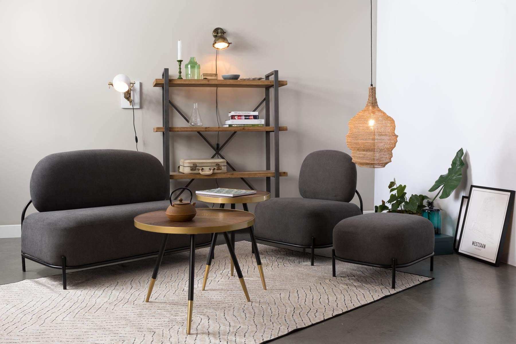 Beistelltisch DENISE in Holz/Schwarz/Gold präsentiert im Onlineshop von KAQTU Design AG. Beistelltisch ist von White Label Living