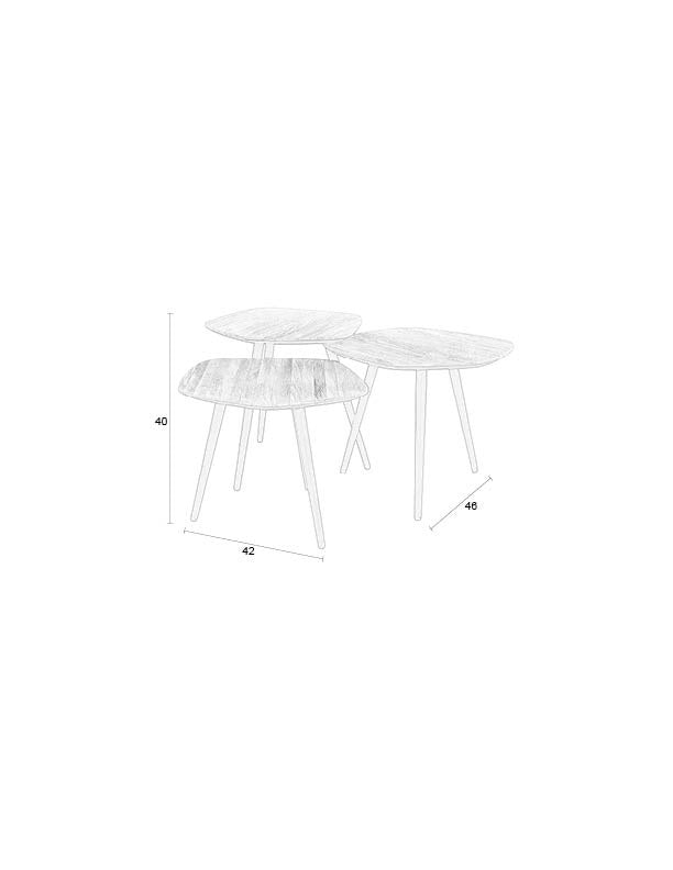 Coffee Tisch Cuties (Set Of 3) in Braun präsentiert im Onlineshop von KAQTU Design AG. Beistelltisch ist von White Label Living