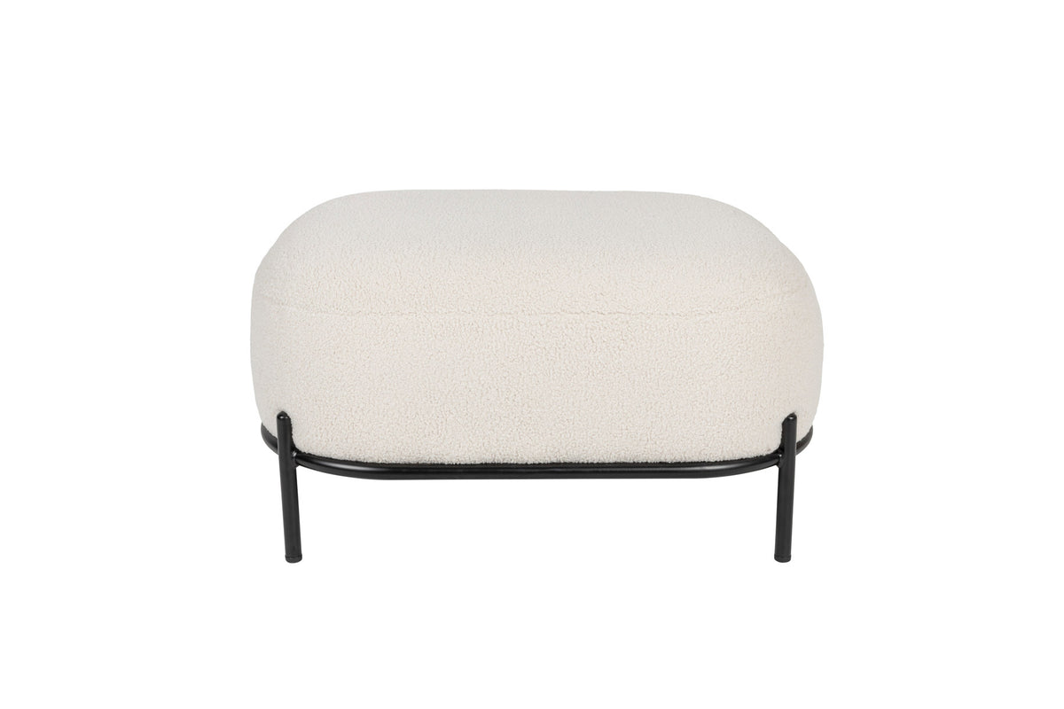 Hocker Polly in Elfenbein mit gepolsterter Sitzfläche aus Polyester und organischer Form