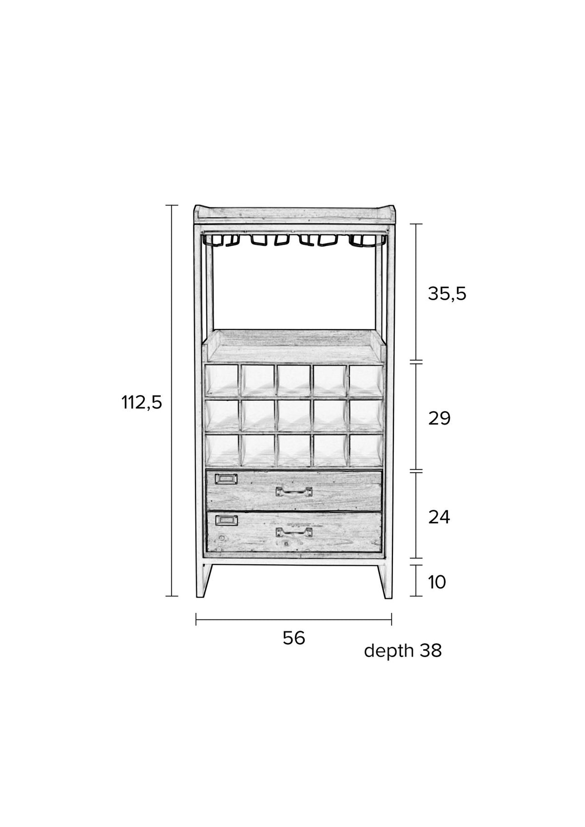 Cabinet EDGAR in Braun/Natur präsentiert im Onlineshop von KAQTU Design AG. Vitrine ist von White Label Living