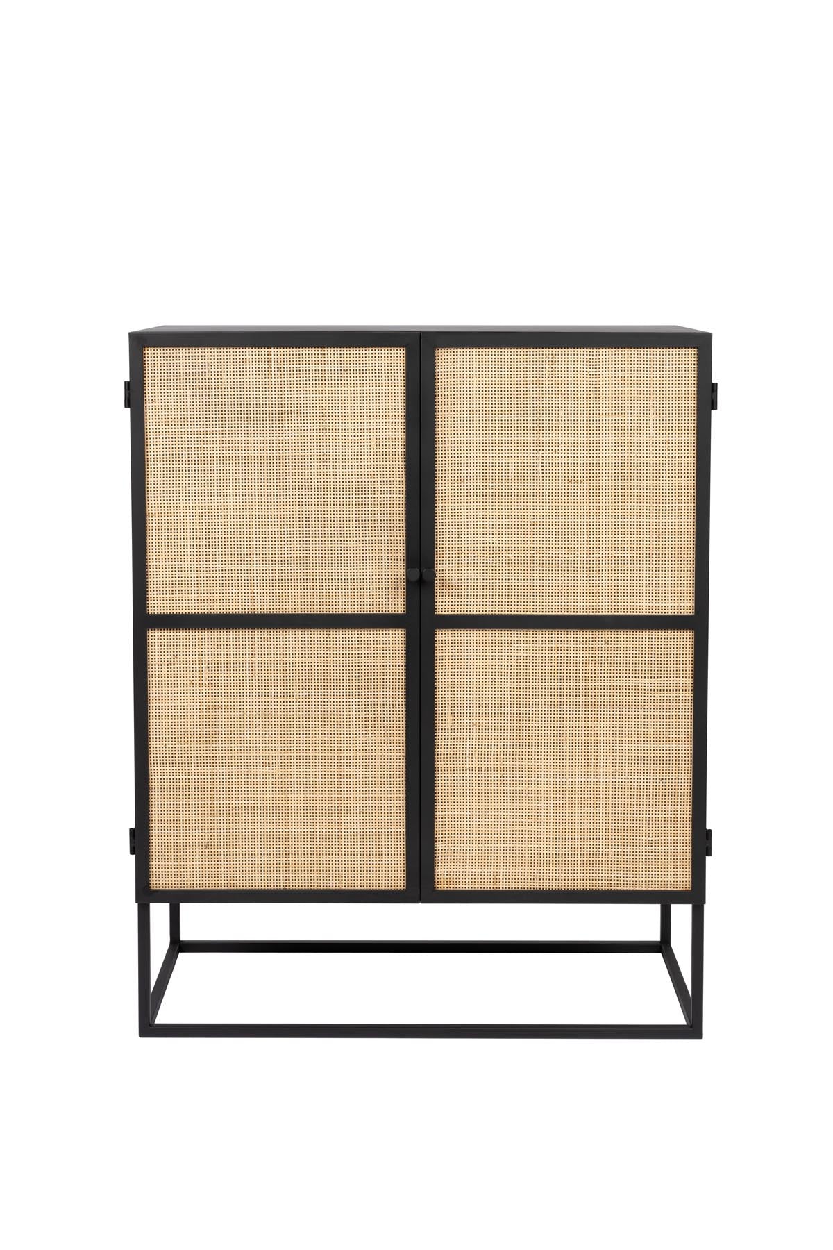 Cabinet Guuji Low 2türig in Schwarz/Natur präsentiert im Onlineshop von KAQTU Design AG. Vitrine ist von White Label Living