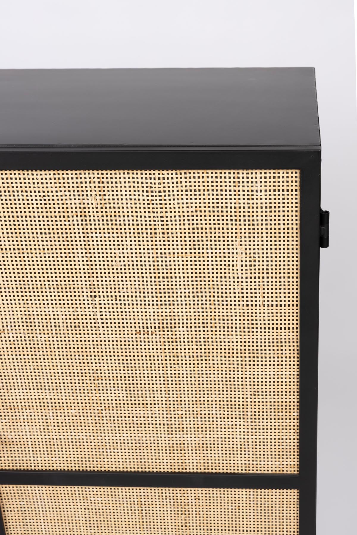 Cabinet Guuji High 2türig in Schwarz/Natur präsentiert im Onlineshop von KAQTU Design AG. Vitrine ist von White Label Living
