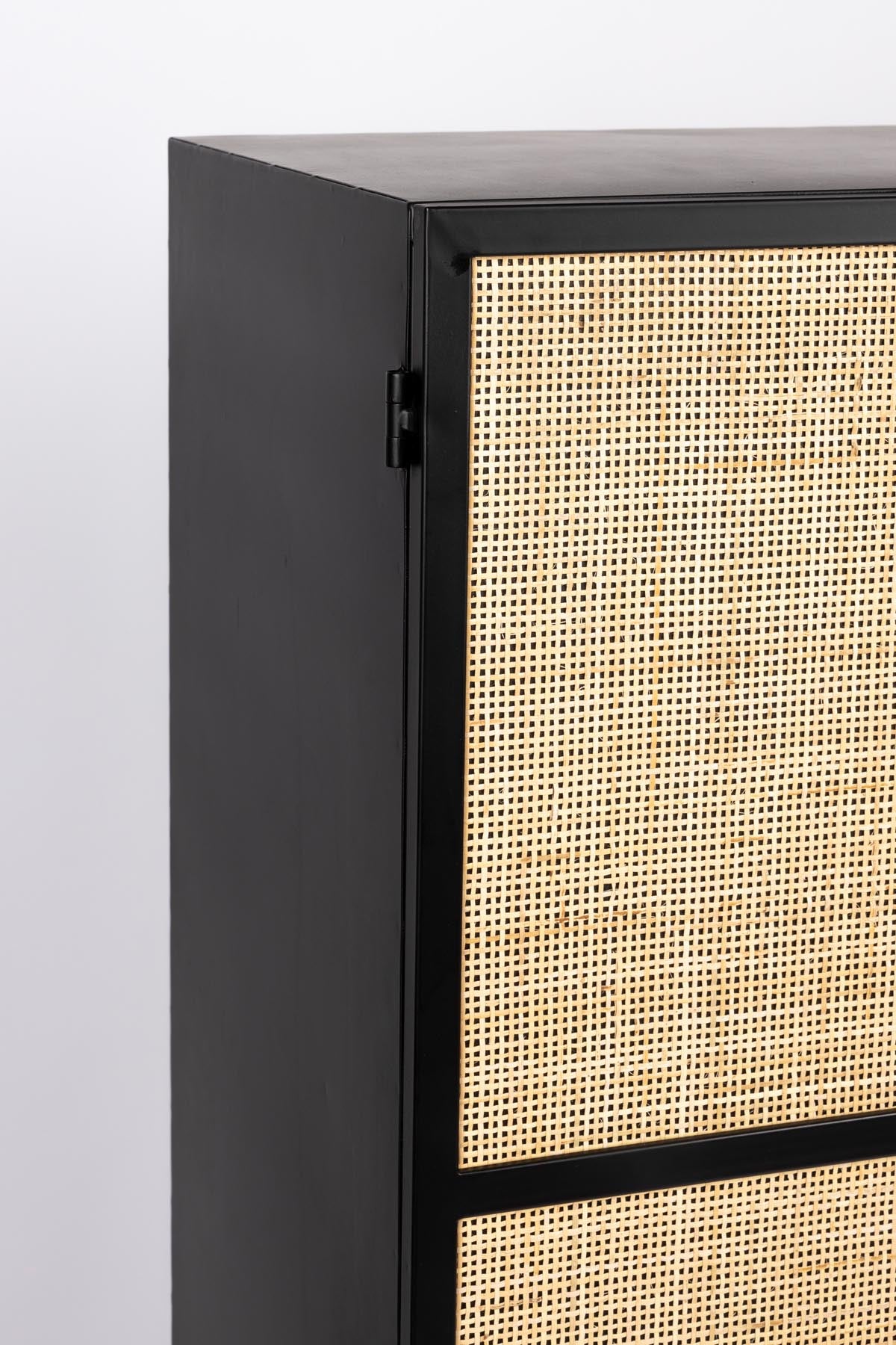 Cabinet Guuji High 2türig in Schwarz/Natur präsentiert im Onlineshop von KAQTU Design AG. Vitrine ist von White Label Living