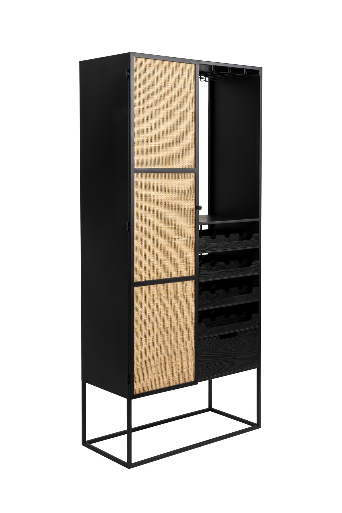Weinregal Guuji High in Schwarz/Natur präsentiert im Onlineshop von KAQTU Design AG. Weinregal ist von White Label Living