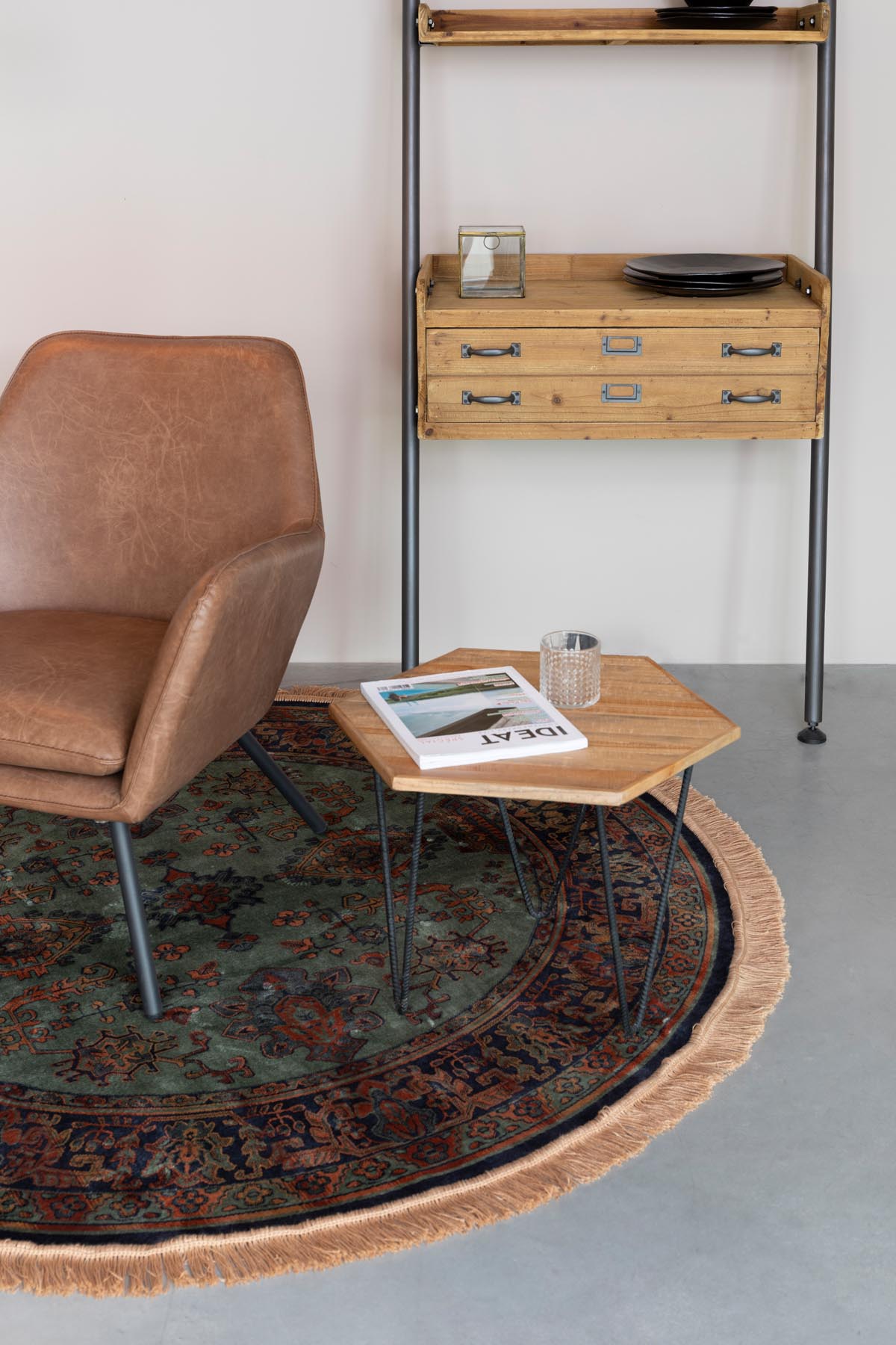 Teppich Raz rund in Grün präsentiert im Onlineshop von KAQTU Design AG. Teppich ist von White Label Living