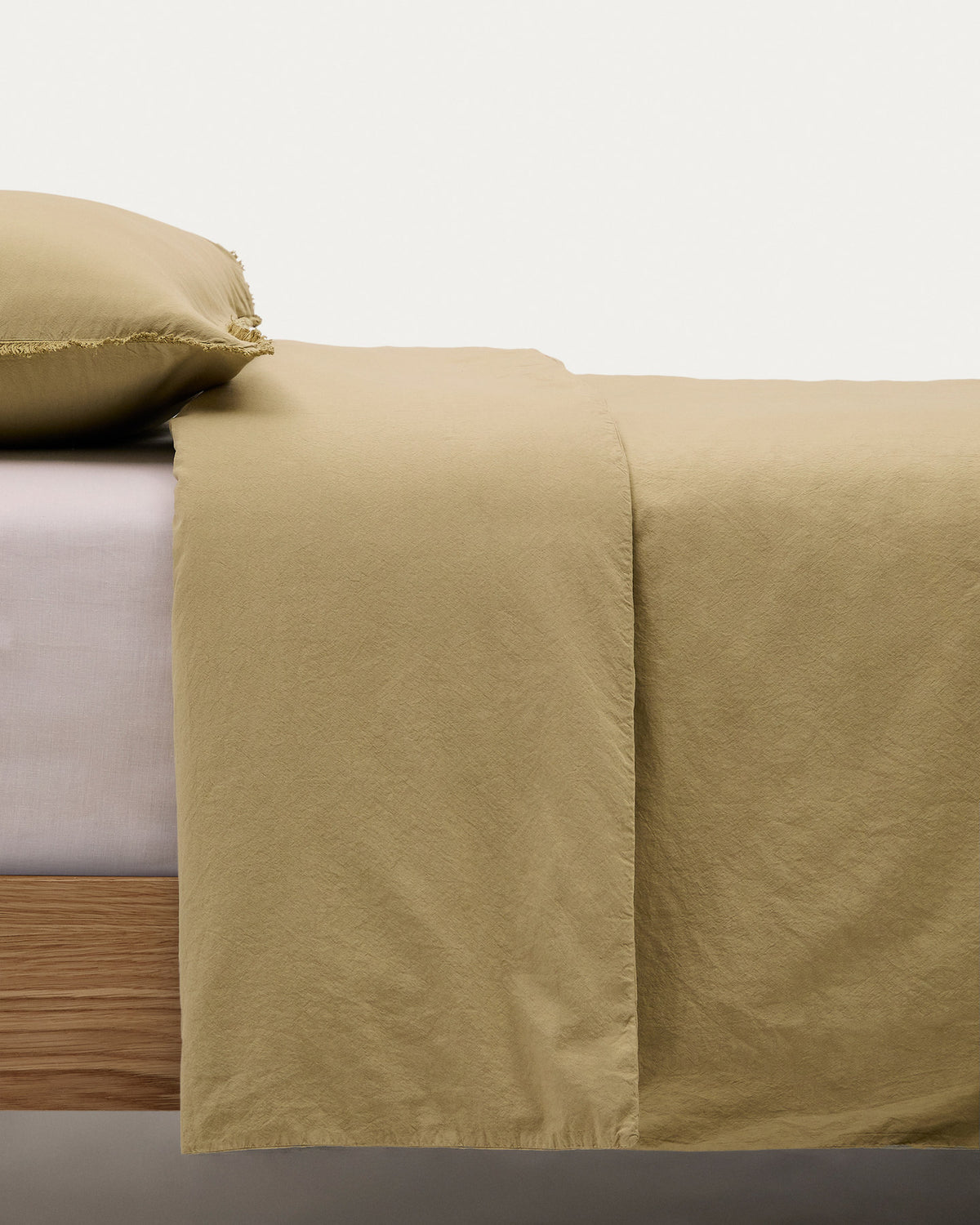 Set Sifinia Bezüge für Decke und Kopfkissen 100% Baumwollperkal Fransen grün Bett 90 cm in Grün präsentiert im Onlineshop von KAQTU Design AG. Bettwäsche ist von Kave Home