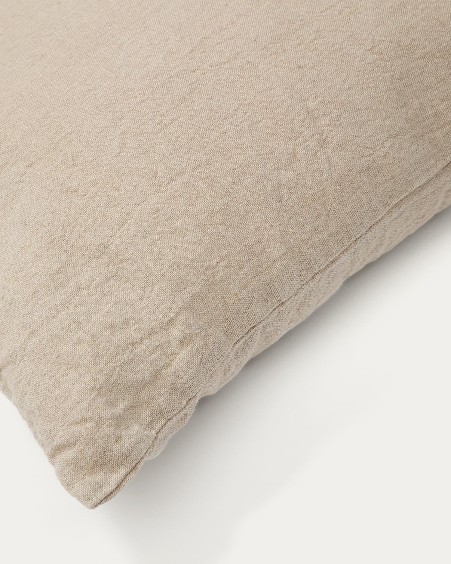 Set Tandi: 2 elegante Kissenbezüge aus 100% Leinen in Beige, 50x50 cm. Perfekt für stilvolle Akzente und nachhaltigen Komfort in Ihrem Wohnraum.