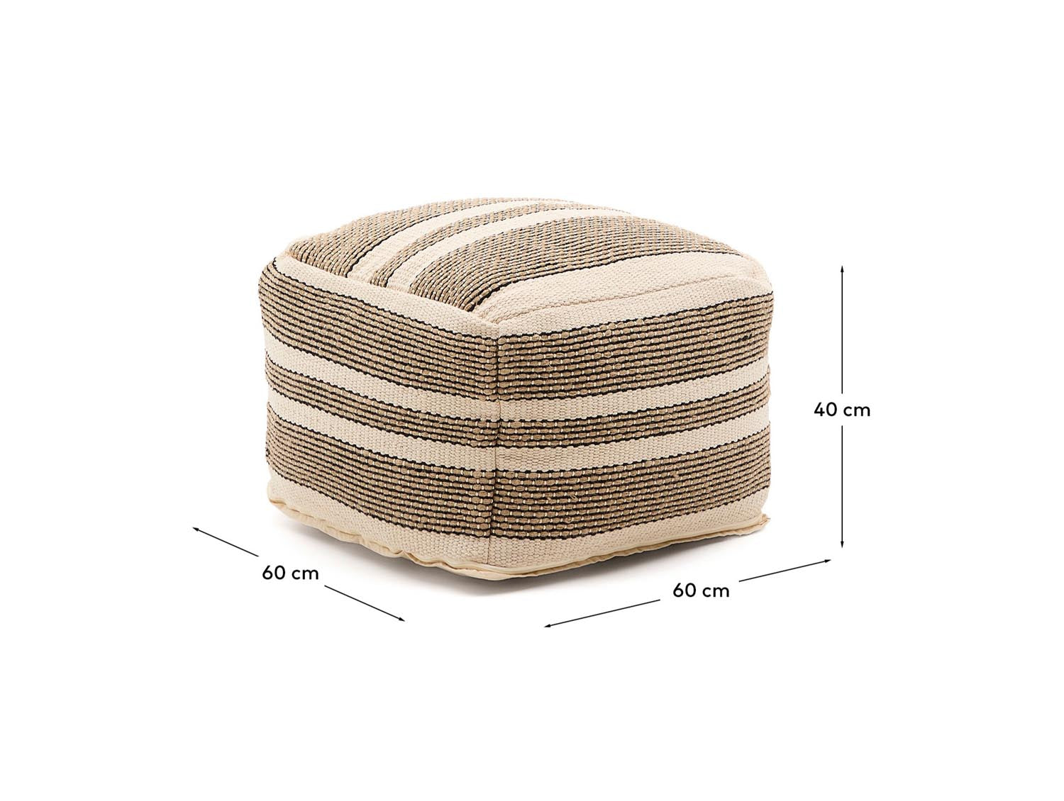 Pouf-Hülle Aylin aus Baumwolle mit Jutestickerei in Beige 60 x 60 cm in Natur präsentiert im Onlineshop von KAQTU Design AG. Pouf ist von Kave Home