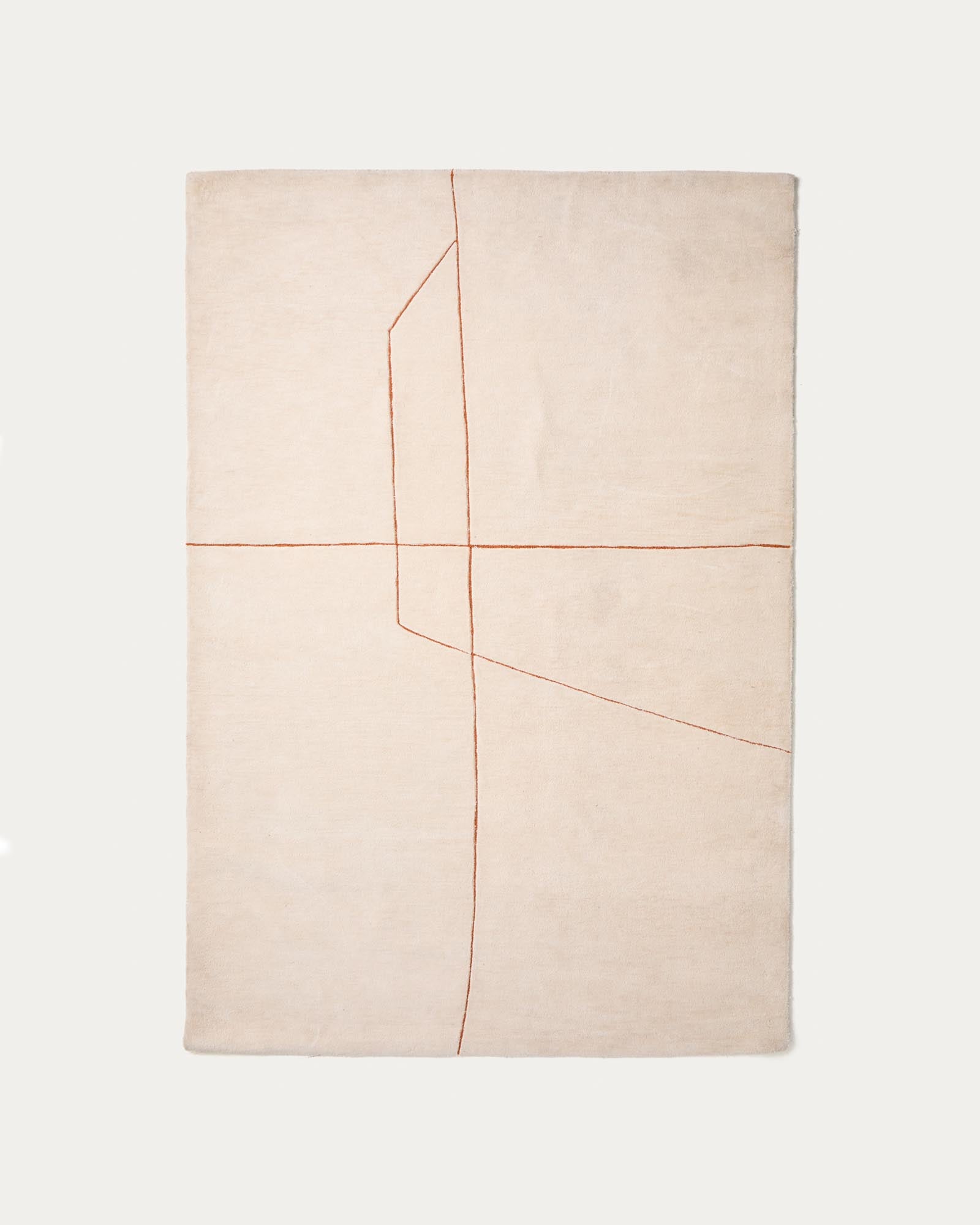 Teppich Delide aus Synthetikfasern in Ecru mit grafischem Muster in Orange, 160 x 230 cm in Ecru präsentiert im Onlineshop von KAQTU Design AG. Teppich ist von Kave Home