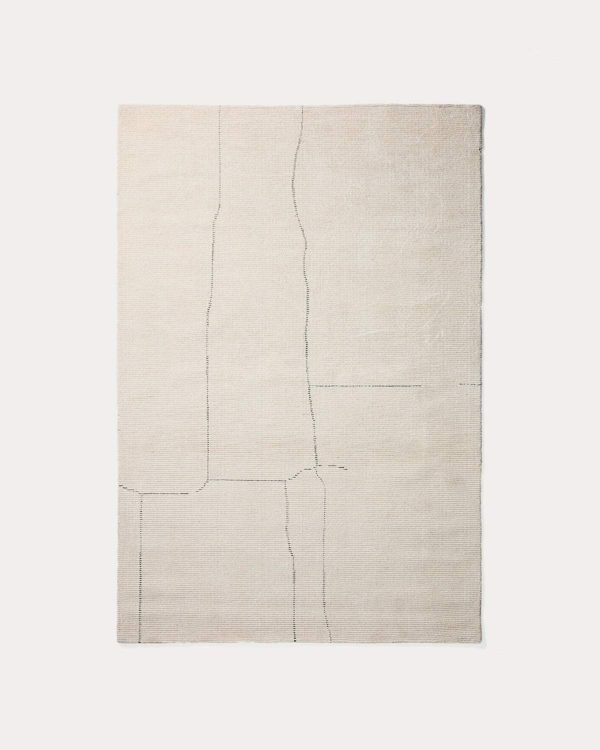 Teppich Lisdan aus Synthetikfasern in Ecru mit grafischem Muster in Grün, 160 x 230 cm in Ecru, Grün präsentiert im Onlineshop von KAQTU Design AG. Teppich ist von Kave Home