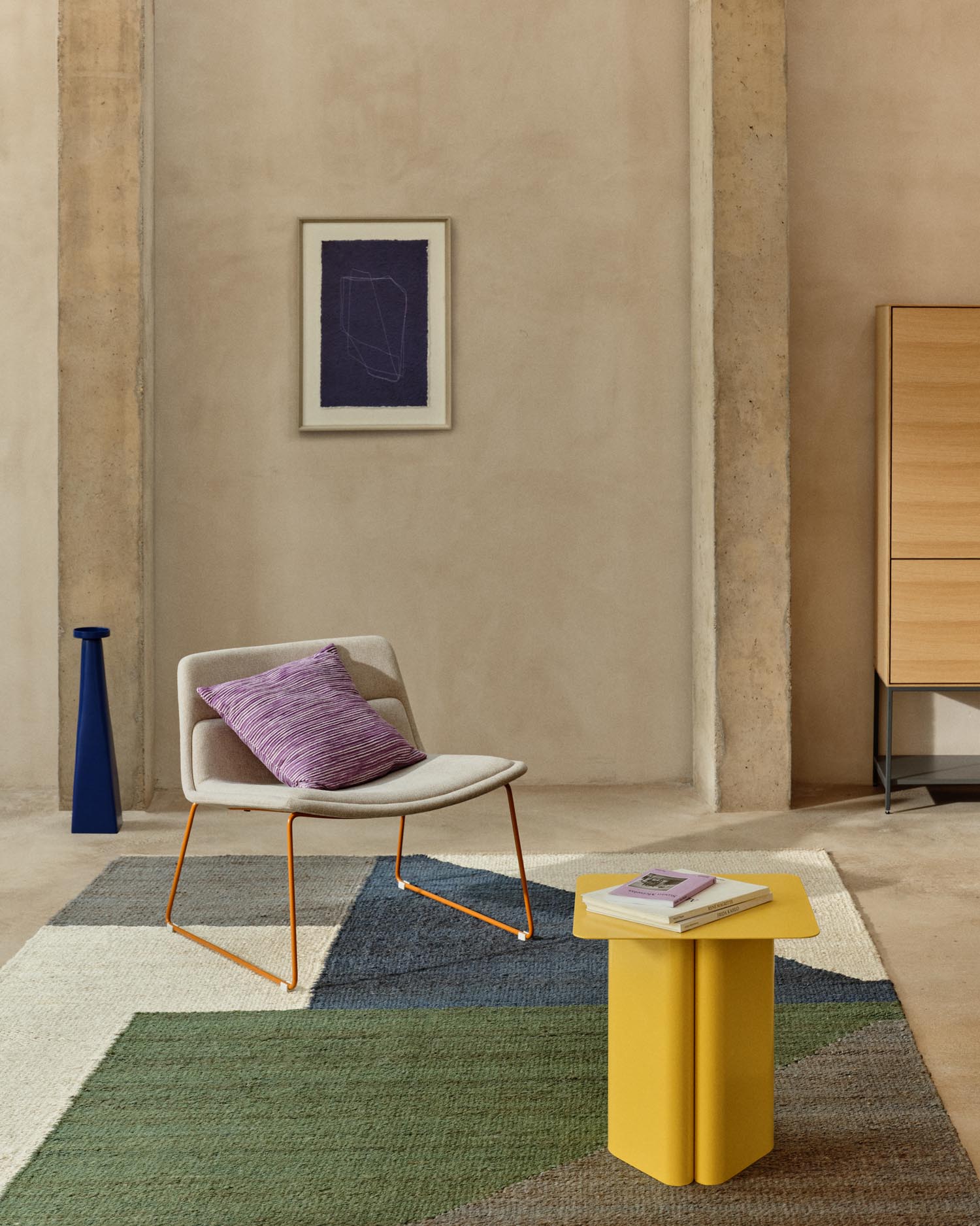 Kissenbezug Niera aus Baumwoll-Jacquard mit violetten Streifen, 45 x 45 cm in Lila präsentiert im Onlineshop von KAQTU Design AG. Deko Kissenbezug ist von Kave Home