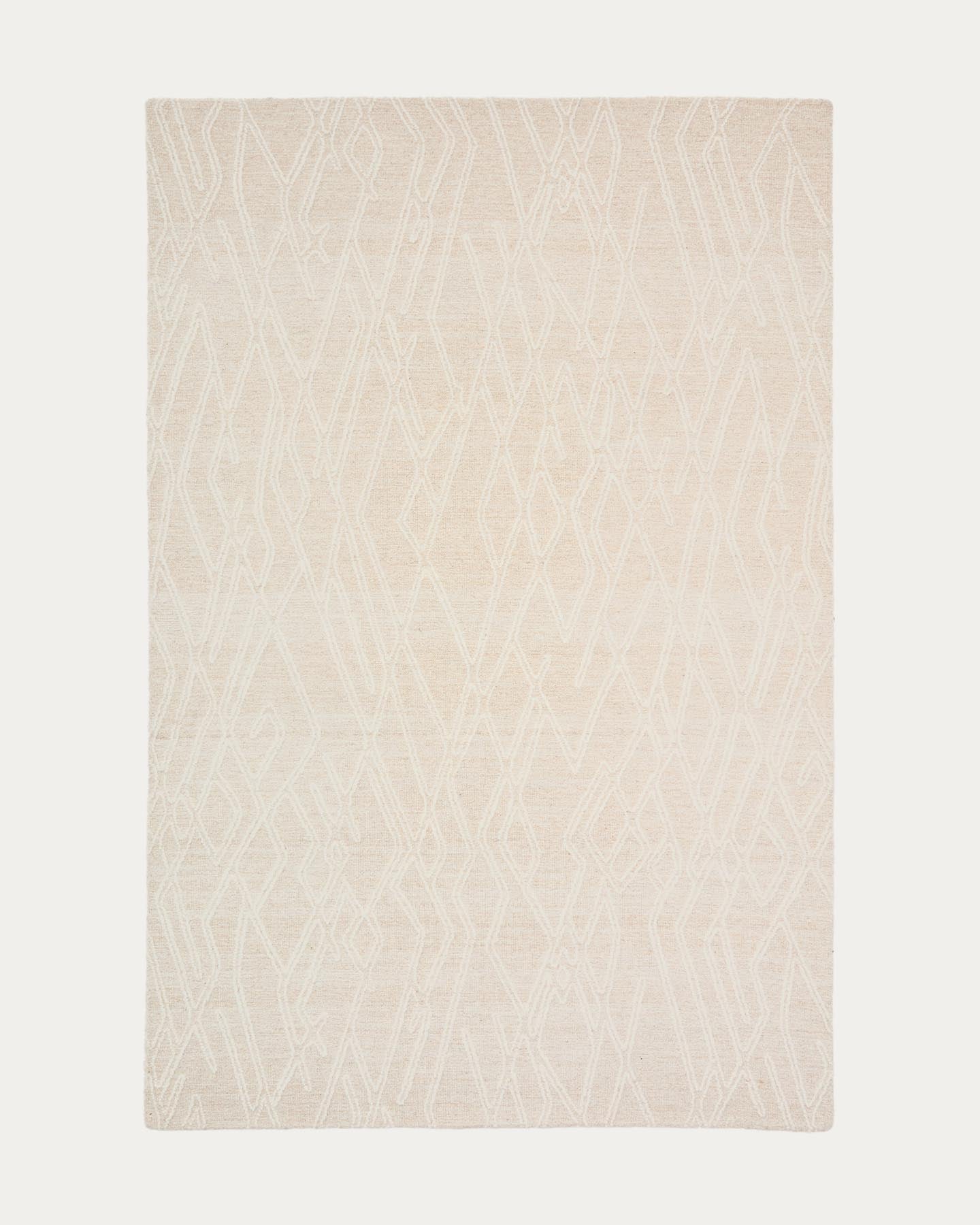 Wollteppich Selira mit Stickerei-Effekt, beige, 300 x 200 cm in Natur präsentiert im Onlineshop von KAQTU Design AG. Teppich ist von Kave Home