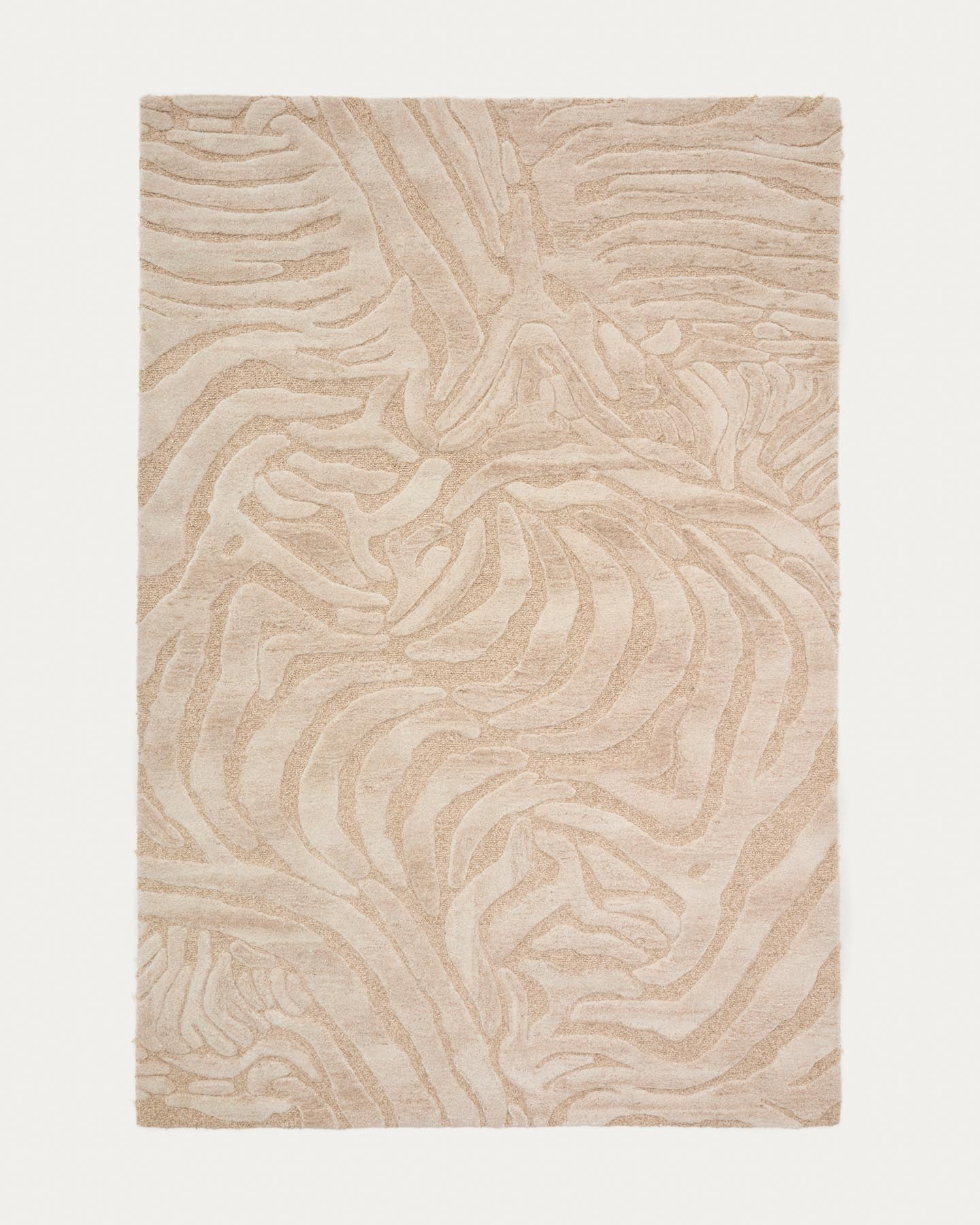 Wollteppich Tribet mit Jacquard-Zebramuster 200 X 300 cm in Beige präsentiert im Onlineshop von KAQTU Design AG. Teppich ist von Kave Home