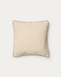Kissenbezug Enari aus Baumwolle in Beige mit Kontrastpaspel in Braun, 50 x 50 cm
