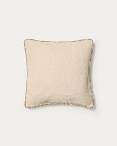 Kissenbezug Enari aus Baumwolle in Beige mit Kontrastpaspel in Braun, 50 x 50 cm