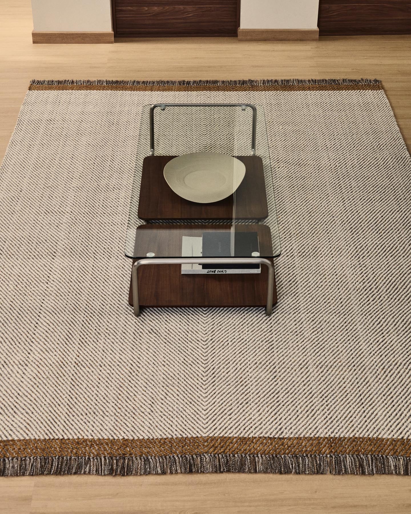 Wollteppich Brina mit Jacquard-Fischgrätmuster, beige, 230 x 160 cm in Beige präsentiert im Onlineshop von KAQTU Design AG. Teppich ist von Kave Home