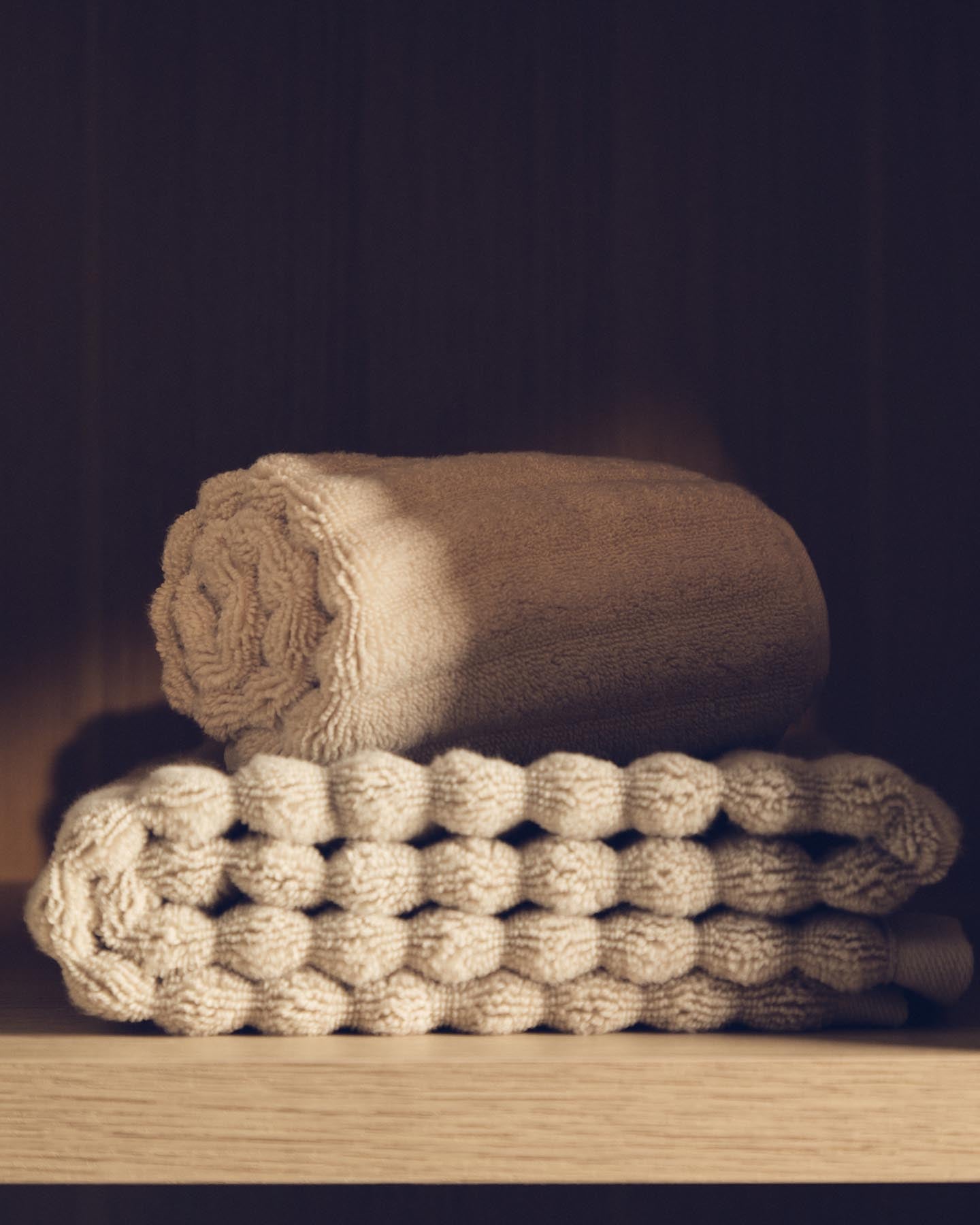 Badetuch Navira aus 100 % Baumwolle, beige, 70 X 140 cm in Beige präsentiert im Onlineshop von KAQTU Design AG. Badetuch ist von Kave Home