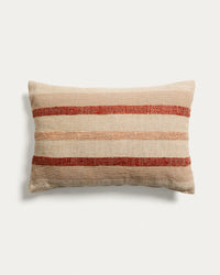 Kissenbezug Taraia aus Baumwolle und Viskose in Terracotta und Beige 40 x 60 cm
