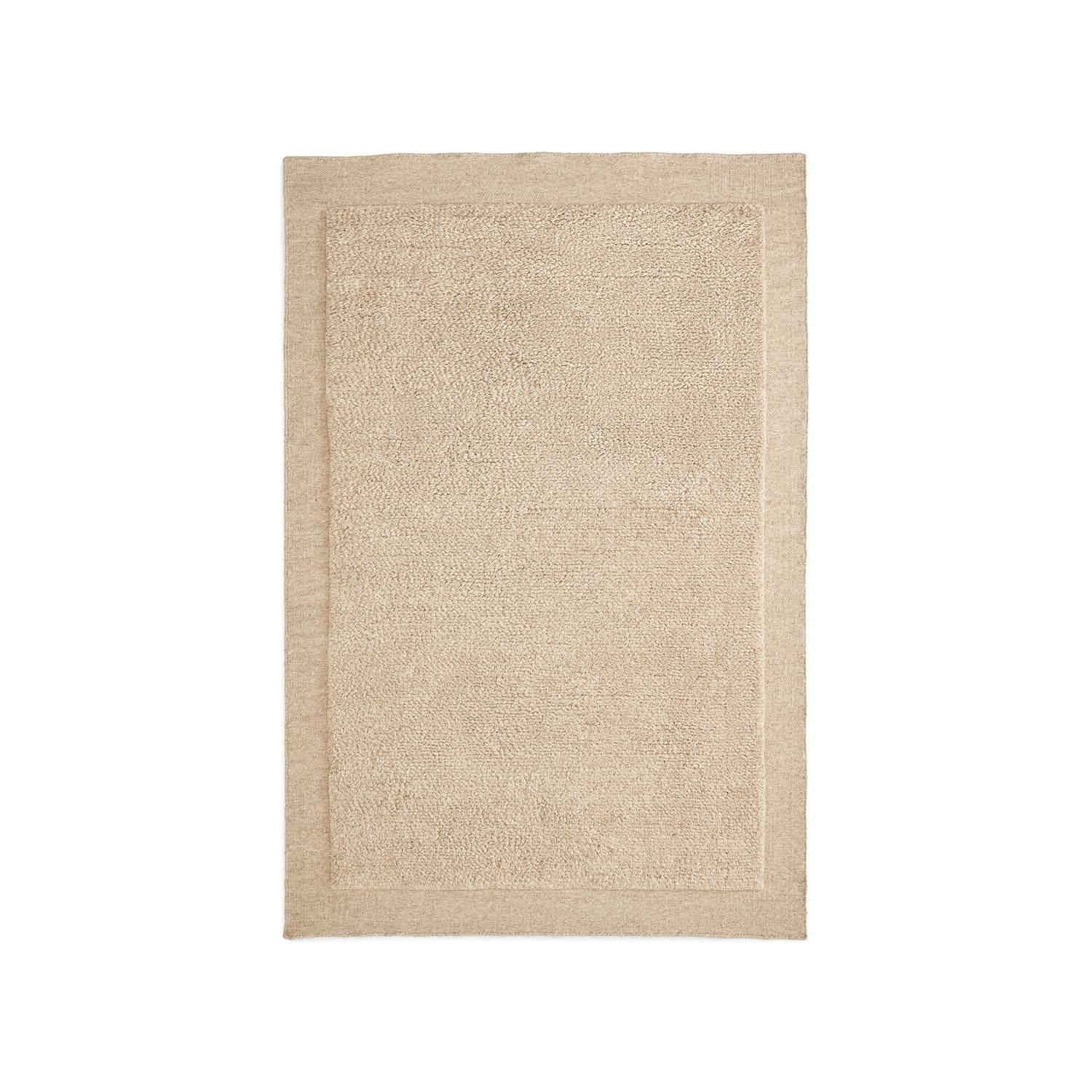 Marely Teppich aus 100% Wolle, beige, 160x230 cm. Handgefertigt, nachhaltig, wärmeisolierend, vielseitig und pflegeleicht.