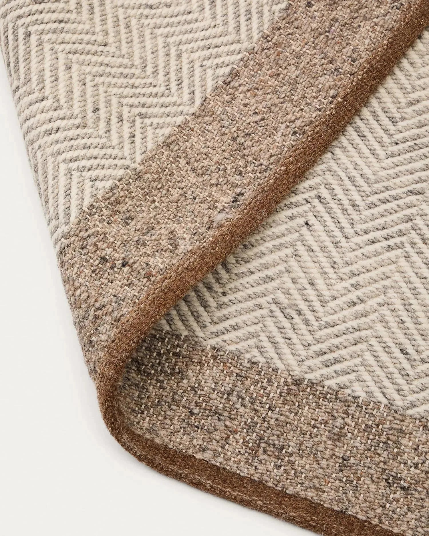 Teppich Nifelia, 200x300 cm, beige, aus Wolle mit Jacquard-Muster, von Kave Home, elegant und hochwertig.