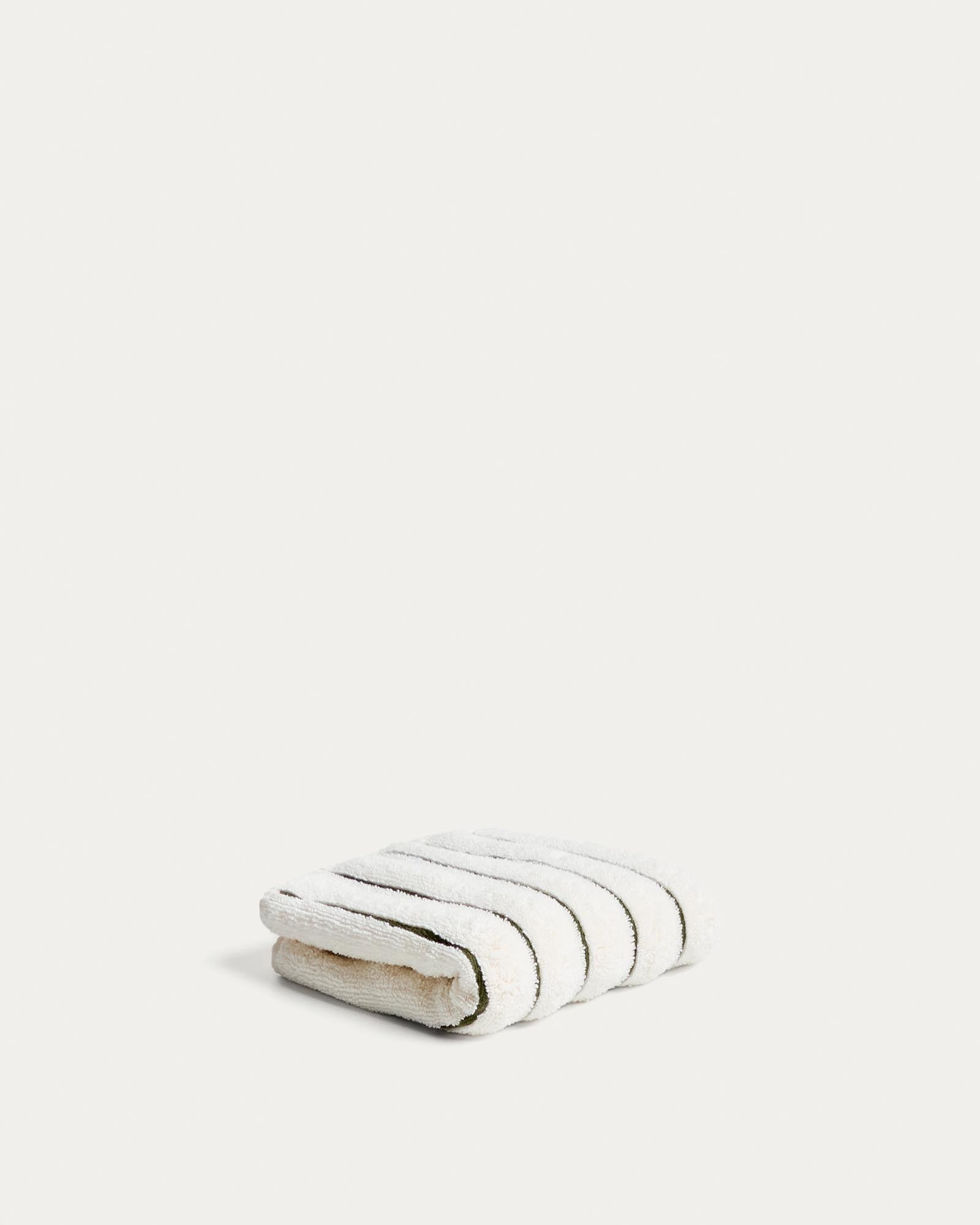 Handtuch Dorane aus 100 % Baumwolle mit grünen Streifen 30 x 50 cm in Grün präsentiert im Onlineshop von KAQTU Design AG. Handtuch ist von Kave Home