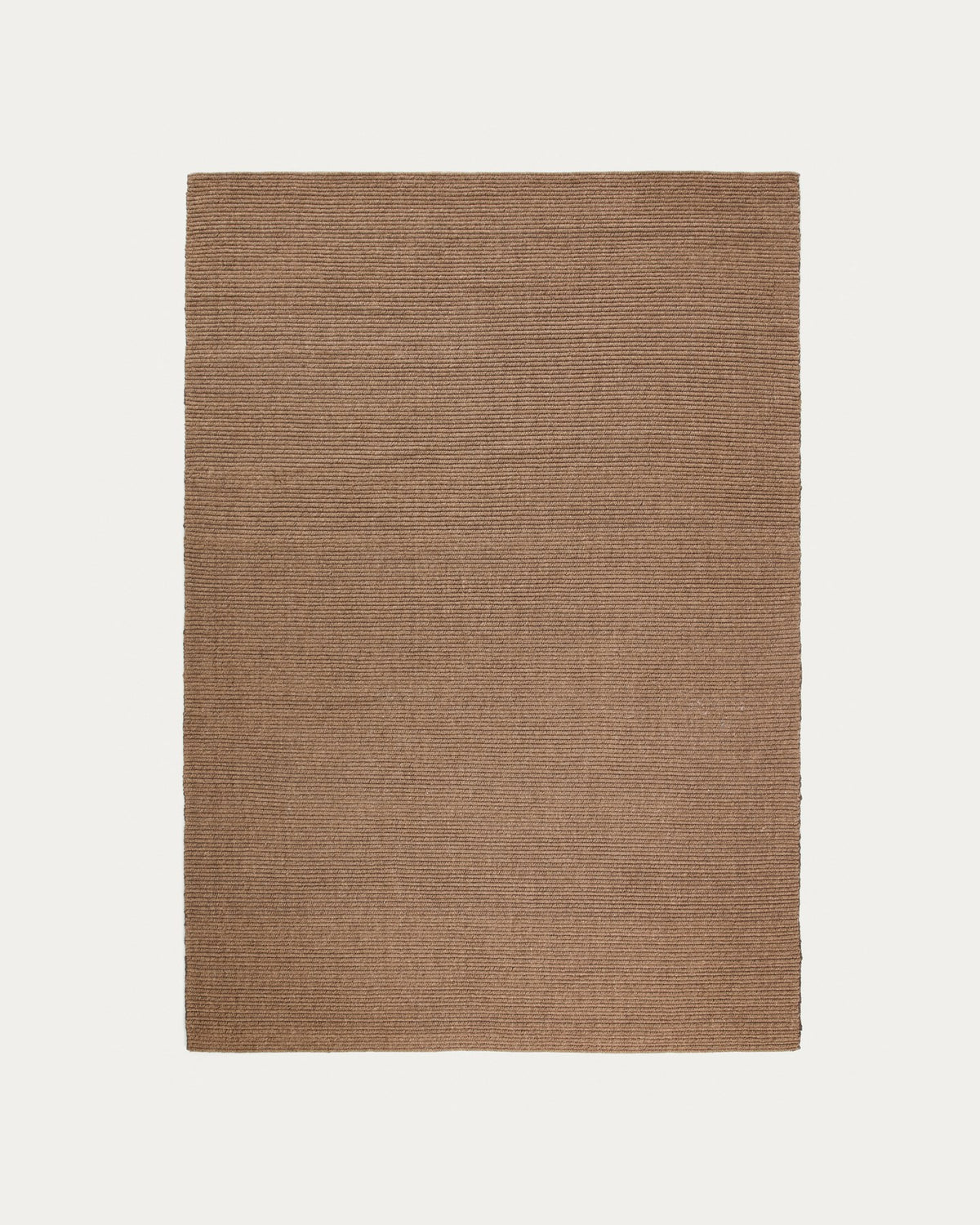 Handgeflochtener brauner Wollteppich Imerna aus Wolle und Baumwolle, rechteckige Form, Grösse 160 x 230 cm, Höhe 1 cm.