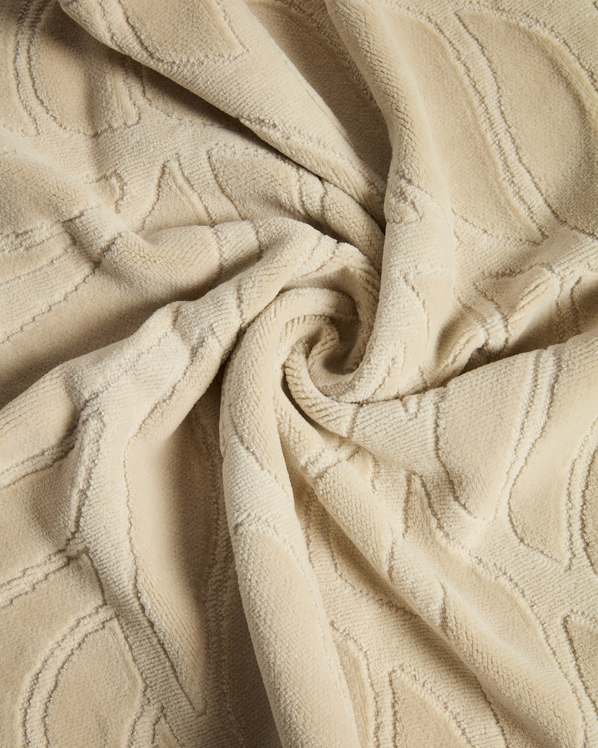 Beiges Toilettenhandtuch Lurevi aus 100 % Baumwollgewebe mit Jacquard-Muster und samtiger Oberfläche, Grösse 30 x 50 cm.
