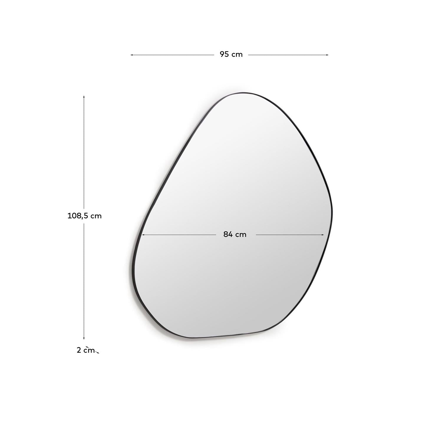 Stilvoller Anera Spiegel von Kave Home in schwarzem Metall (84 x 108,5 cm) – ein einzigartiges Designstück für jeden Raum.