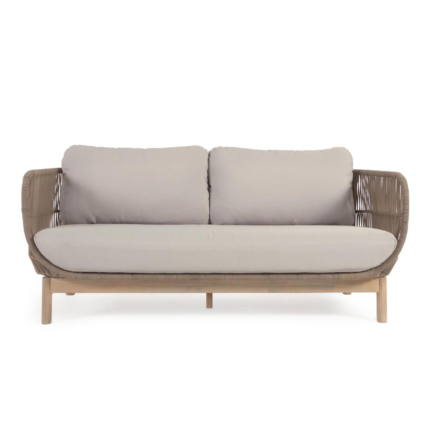 Catalina 3-Sitzer Sofa aus beigem Seil und massivem Akazienholz 170 cm FSC 100% in Beige präsentiert im Onlineshop von KAQTU Design AG. 3er Sofa ist von Kave Home