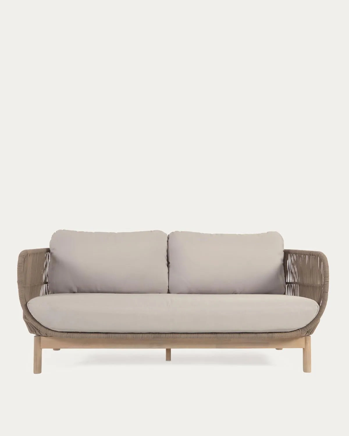 Stilvolles Catalina Sofa: Beige Seil & Akazienholz, 170 cm, FSC-zertifiziert.