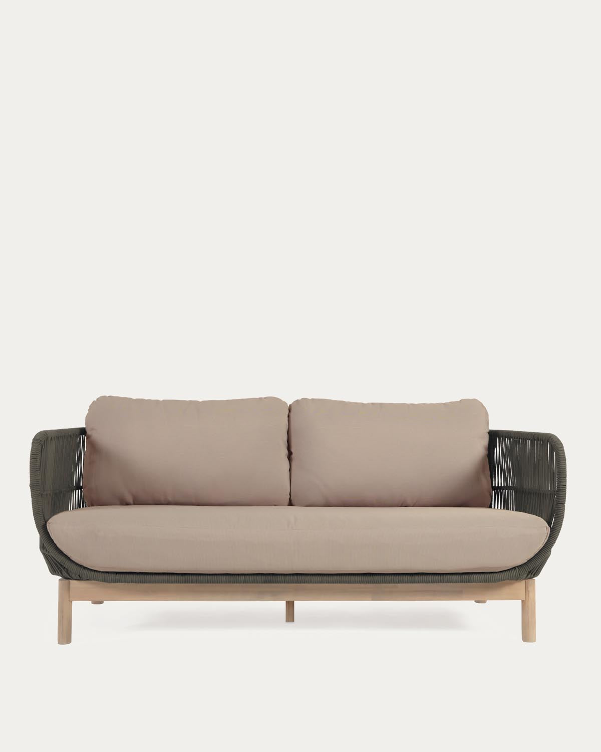 Catalina 3-Sitzer Sofa aus grünem Seil und massivem Akazienholz 170 cm FSC 100% in Grün präsentiert im Onlineshop von KAQTU Design AG. 3er Sofa ist von Kave Home