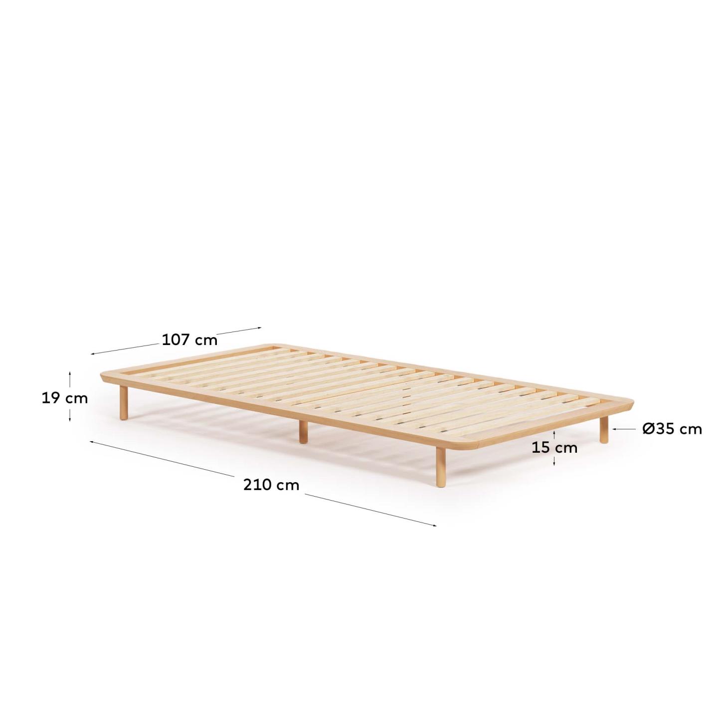 Elegantes Anielle Bett aus massiver Esche, 90x200 cm, vereint zeitloses Design mit robuster Handwerkskunst für stilvollen Schlafkomfort.