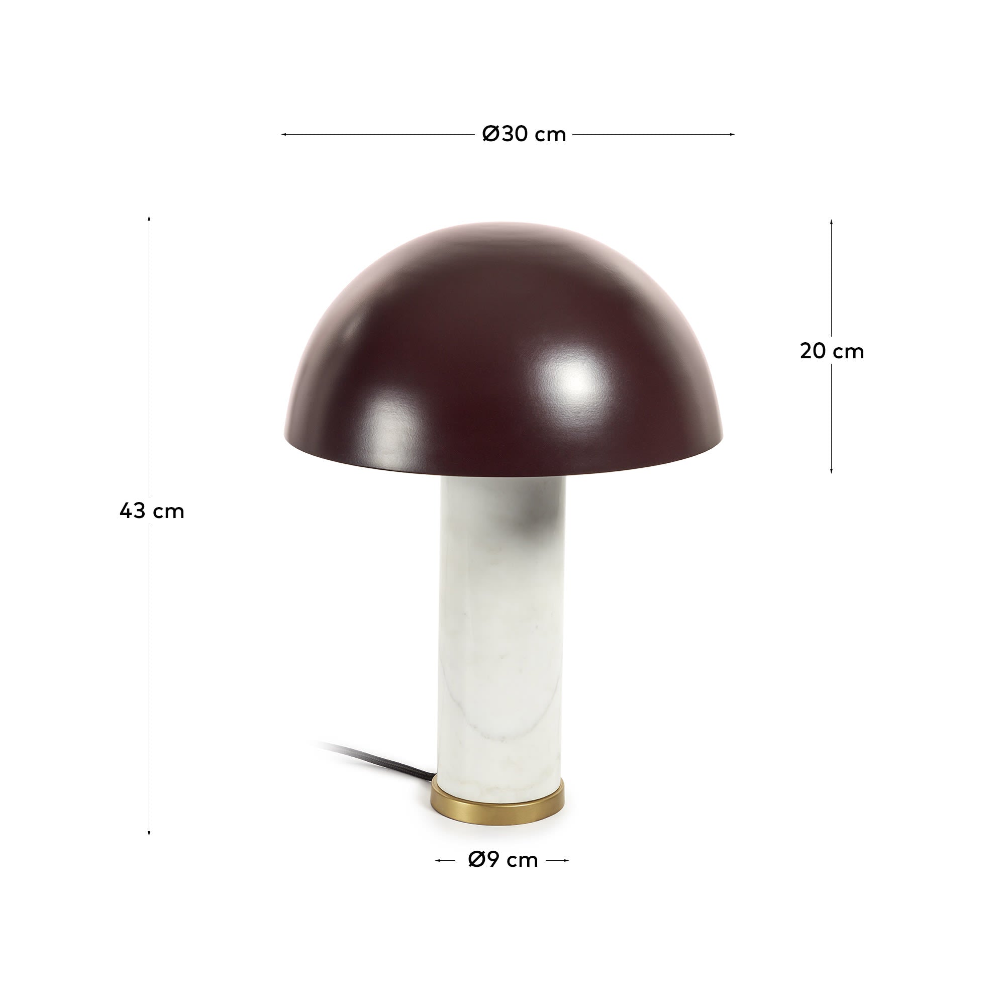 Elegante Zorione Tischlampe aus hochwertigem weissem Marmor und Metall mit edlem braunen Finish, ideal für ein modernes Wohnambiente.